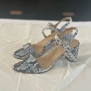 Snakeskin Block Heel Sandals - Lightly Used